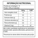 Tabela de informação nutricional do Lactucô, destacando o teor de fibras alimentares e Vitamina C por porção.