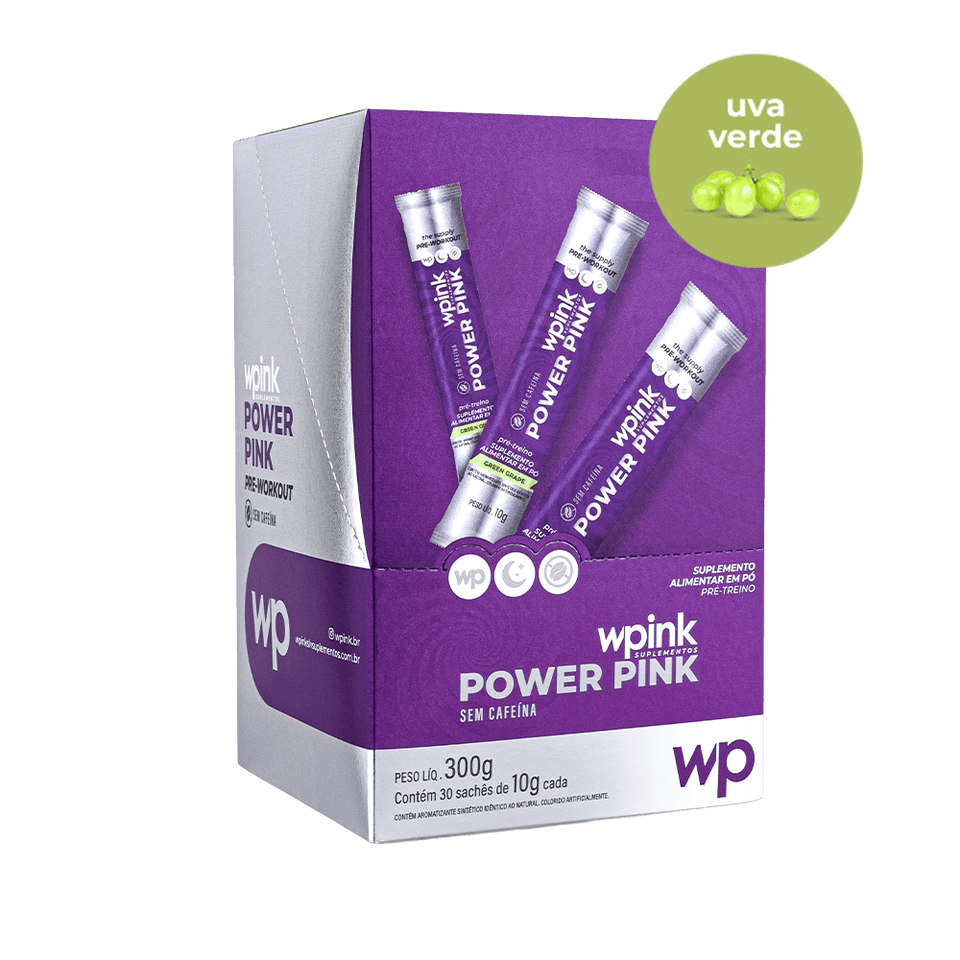 power pink sem cafeína de uva verde - pré-treino - 300g - wp