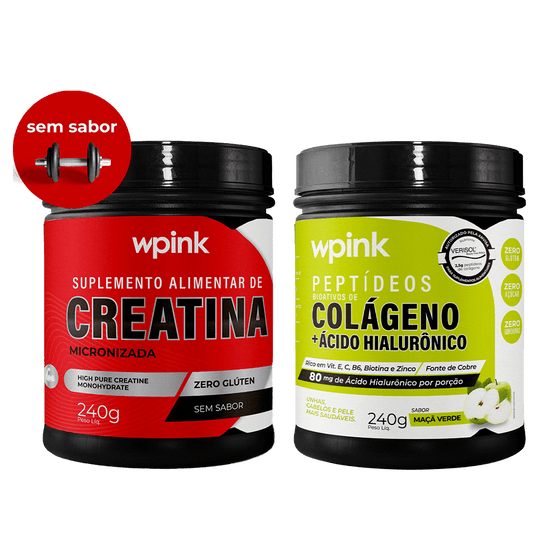 creatina sem sabor 240g + colágeno de maçã verde - 240g - wp